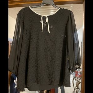 NWT CeCe Rich Black Blouse